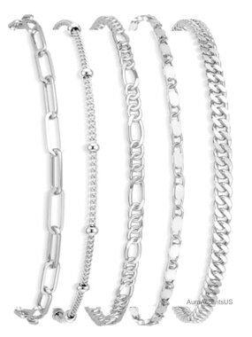 14k Gold Plated Layered Anklet Set Ankle Bracelets for Women Waterproof